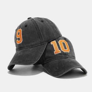 Vintage Washed Cotton Baseball Cap Number Embroidery Retro Adjustable Sports Sun Hat For Men Women