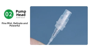 Macro detail of plastic spray pump head with transparent cap and fine mist nozzle