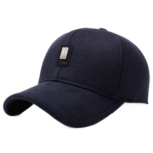Men's navy blue winter baseball cap with ear flaps and Golf Sport embroidery