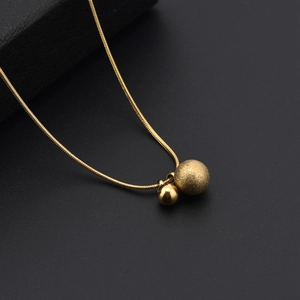 18K gold plated snake chain necklace with frosted and polished gold bead pendants