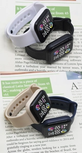 Collection of digital sport watches in white, black, beige, and navy with silicone bands