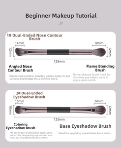 Detailed size specifications of dual-ended eyeshadow and nose shadow brushes 125mm long