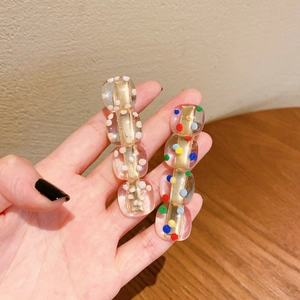 Summer colorful polka dot hair clips with transparent acrylic and golden metal base