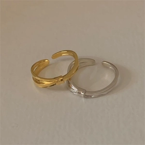Minimalist 925 Sterling Silver Ring Geometric Double Line Open Adjustable Twist Jewelry Elegant Fashion