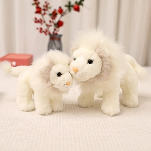 Lot de deux peluches lion blanc adorables avec crinières douces pour décoration d'enfant