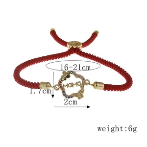 Dimensioni dettagliate del bracciale MAMA rosso con ciondolo a farfalla in zirconi