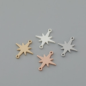 Star-shaped metal connector pendants in gold, silver, and rose gold for DIY jewelry making