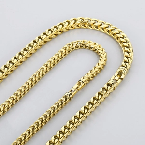 Golden titanium steel keel chain necklace for men with a polished metallic finish