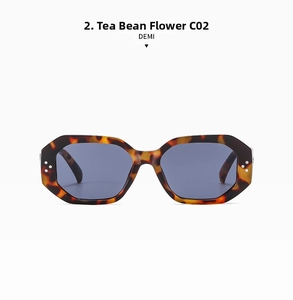 Detailed front view of demi tortoise shell geometric sunglasses with silver rivet accents