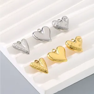 Ciondoli A Cuore In Acciaio Inossidabile 3D Martellato Liscio Per Creazione Di Gioielli DIY Collana Bracciale Minimalista