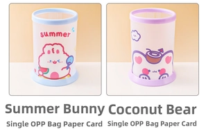 Detail von Cartoon-Stifthaltern Summer Rabbit und Coconut Bear mit mattiertem Finish