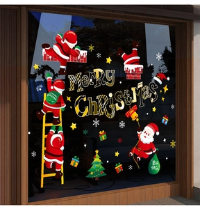 Stickers de Noël électrostatiques avec Père Noël et sapin pour vitrine et fenêtres