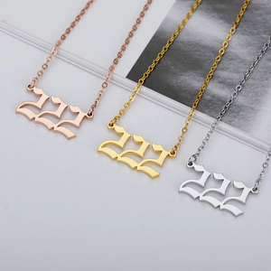 Gothic style angel number 222 pendants in rose gold, gold, and silver stainless steel