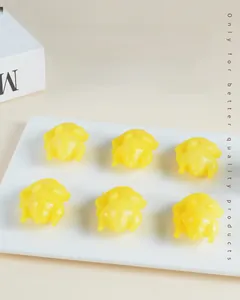 Macro view of detailed PVC salt baked duck food models on a white rectangular tray