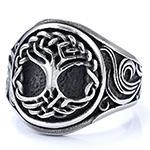 Vintage Viking Tree of Life ring in silver and black finish stainless steel jewelry