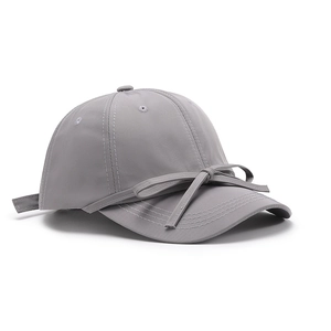 Women's quick-dry grey baseball cap featuring a soft top and elegant bow decoration