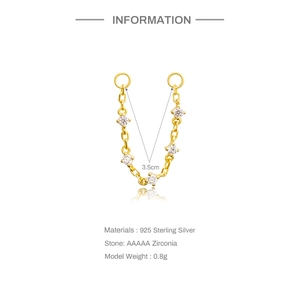 Detailed product specs of the 925 sterling silver chain with AAAAA zircon stones