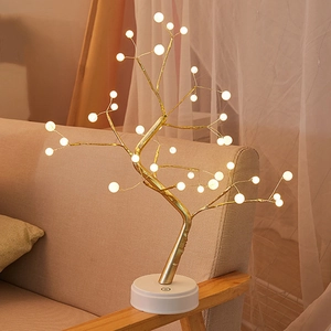 LED Bonsai Tree Light Artificial Table Lamp For Bedroom Home Decor DIY Branches Night Light Touch Switch USB Battery Powered