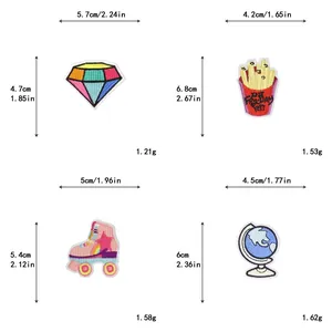 Size details and weight measurement for hamburger and fries embroidery patches