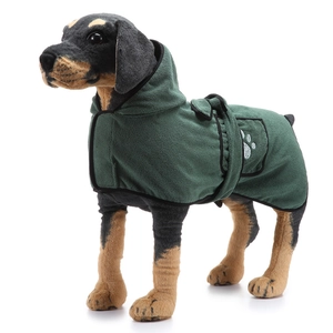 Accappatoio assorbente in microfibra per animali con cappuccio e cintura per cani