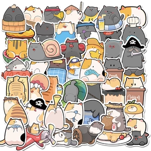 Cute Cartoon Cat Stickers Waterproof PVC Vinyl Decal For Laptop Luggage Guitar Handbook Scrapbooking DIY Decorative Supplies