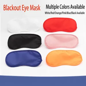 Set of six colorful polyester blackout sleep masks in white, red, black, pink, blue and orange