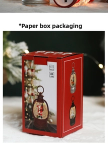 Red gift box packaging for LED Christmas lantern with 50,000h battery life specs