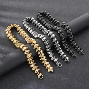 Punk Skull Head Link Chain Necklace Titanium Stainless Steel Gothic Biker Jewelry For Men Hip Hop Fashion Accessories