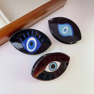 Evil Eye Acetate Hair Claw Clip Large Nazar Eye Shark Clip For Women Chic Bohemian Hair Accessories Headwear