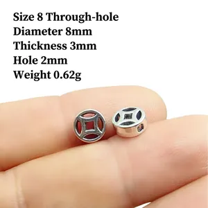 Detail of 8mm silver ancient coin spacer bead for DIY jewelry making and crafts