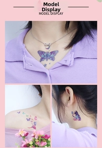 Waterproof glitter temporary tattoos with dreamy butterfly and planet patterns on skin