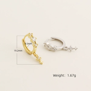 Orecchini a cerchio in argento S925 con pendenti a croce con diamanti in oro e argento