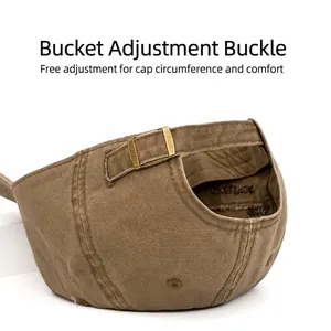 Classic cotton baseball cap in khaki with an adjustable metal buckle for a custom fit