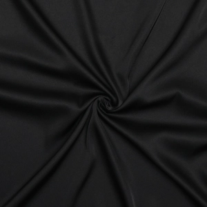 Detailed close-up of premium black silk fabric showing elegant ruched texture and satin finish
