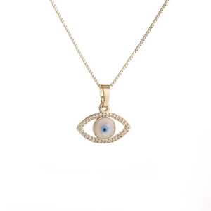 Elegante goldene Evil-Eye-Halskette für Damen mit kristallbesetztem geometrischem Anhänger
