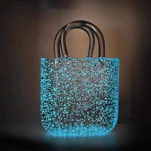 Luminous Glow In The Dark Glass Vase Creative Handbag Shape Nordic Style Fluorescent Hydroponic Flower Pot Tabletop Decor