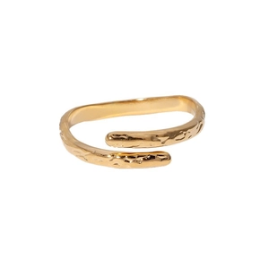 Anello regolabile in acciaio inossidabile placcato oro 18k con trama martellata unica