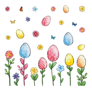 Watercolour Easter egg wall stickers with colorful butterflies and flowers for home decor