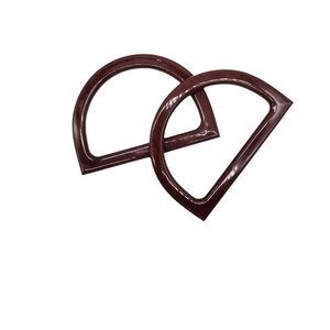 Pair of resin D-shaped handles for DIY woven handbags in glossy dark burgundy finish