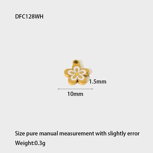 Minimalist 10mm flower pendant charm in gold and white enamel for DIY jewelry making