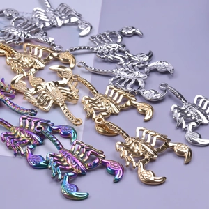 Colorful 18K gold stainless steel scorpion pendants in gold, silver, and rainbow tones