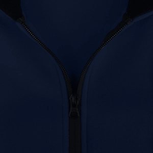 Close-up of the smooth, high-quality zipper and premium textured fabric on the casual hoodie
