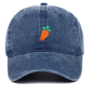 Casquette de baseball en coton bleu délavé avec broderie carotte pour loisirs de plein air