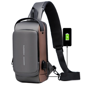 Waterproof crossbody chest bag for men with USB port and stylish FASHION print