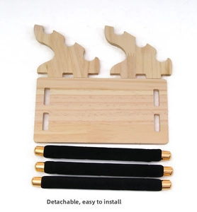 Exploded view of 3-tier detachable velvet jewelry rack with wood base and gold end caps
