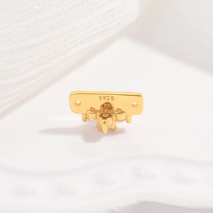 S925 sterling silver four-leaf clover gold spacer bead with inset crystals for jewelry