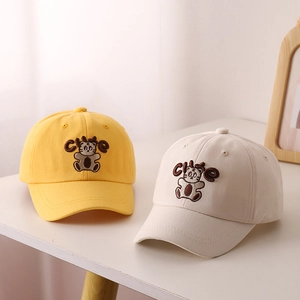 Cappellino da baseball per bambini con ricamo a forma di tigre in giallo e beige