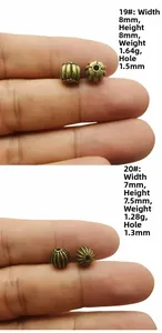 Detailed size comparison of antique bronze pumpkin beads for DIY jewelry making