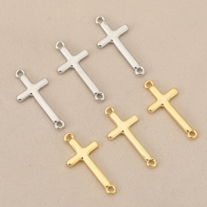 18K gold plated copper cross connectors in gold and silver for DIY jewelry making