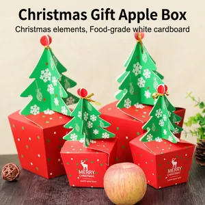 Christmas apple gift boxes with 3D Christmas tree lids made of food grade paperboard